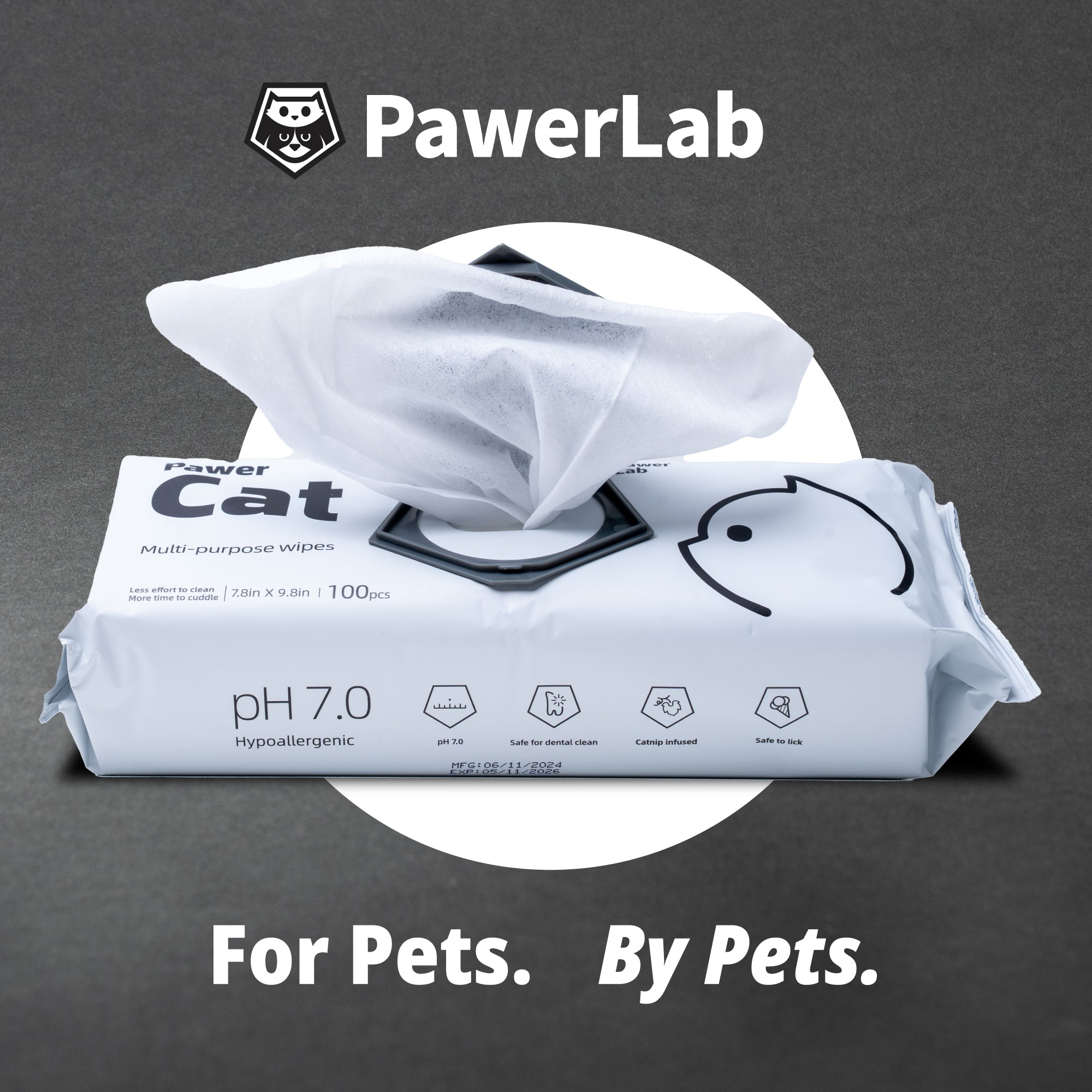 Catnip Infused Pawer Cat Wipes - PawerLab